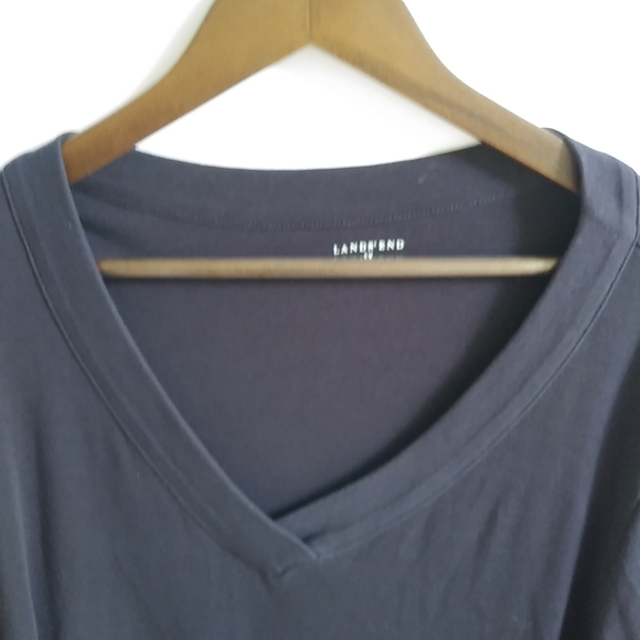 Lands End 3X V-Neck Button Sleeve Top Plus in Black - Picture 3 of 6